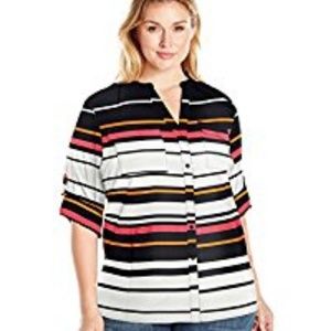 Calvin Klein Crew Neck Roll Sleeve Top